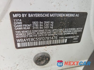 Zdjęcie 12 z 12 samochodu: 2015 BMW 750 LI VIN:WBAYE8C55FD781476 - miniatura