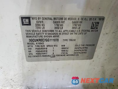 Zdjęcie 12 z 12 samochodu: 2016 CHEVROLET SILVERADO K1500 LT VIN:3GCUKREC7GG111878 - miniatura