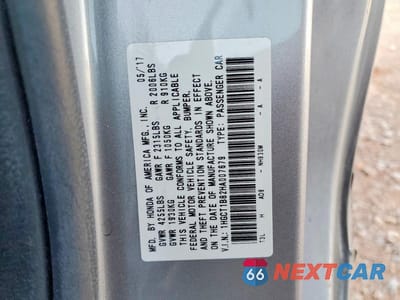 Zdjęcie 12 z 12 samochodu: 2017 HONDA ACCORD EXL VIN:1HGCT1B82HA007679 - miniatura
