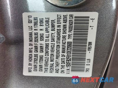 Zdjęcie 12 z 12 samochodu: 2013 HONDA CIVIC EX VIN:19XFB2F81DE220600 - miniatura