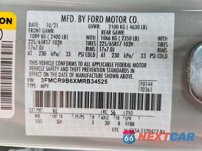 Zdjęcie 13 z 13 samochodu: 2021 FORD BRONCO SPORT BIG BEND VIN:3FMCR9B6XMRB34525 - miniatura