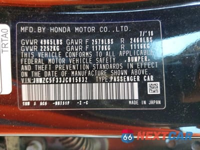Zdjęcie 12 z 12 samochodu: 2018 HONDA CLARITY TOURING VIN:JHMZC5F33JC015832 - miniatura