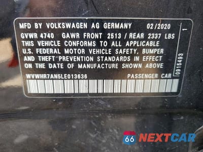 Zdjęcie 12 z 12 samochodu: 2020 VOLKSWAGEN ARTEON SEL R-LINE VIN:WVWHR7AN5LE013636 - miniatura