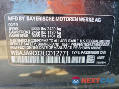 Zdjęcie 12 z 12 samochodu: 2020 BMW 530E VIN:WBAJA9C03LCD12771 - miniatura
