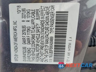 Zdjęcie 12 z 12 samochodu: 2019 ACURA TLX TECHNOLOGY VIN:19UUB3F6XKA004869 - miniatura
