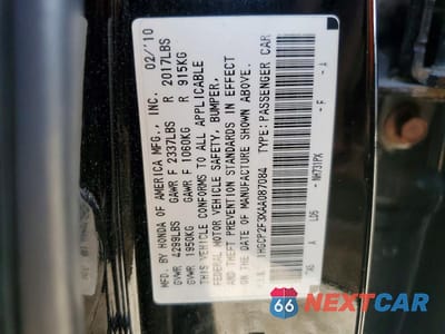 Zdjęcie 13 z 13 samochodu: 2010 HONDA ACCORD LX VIN:1HGCP2F3XAA087084 - miniatura