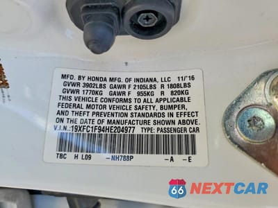 Zdjęcie 13 z 13 samochodu: 2017 HONDA CIVIC TOURING VIN:19XFC1F94HE204977 - miniatura