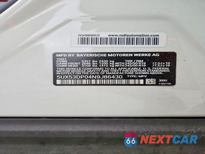 Zdjęcie 13 z 13 samochodu: 2022 BMW X3 XDRIVE30I VIN:5UX53DP04N9J86430 - miniatura