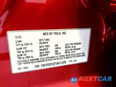 Zdjęcie 13 z 13 samochodu: 2026 TESLA MODEL Y VIN:7SAYGDED2TA611509 - miniatura