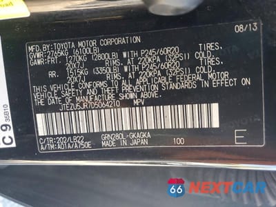 Zdjęcie 12 z 12 samochodu: 2013 TOYOTA 4RUNNER LIMITED VIN:JTEZU5JR7D5064210 - miniatura
