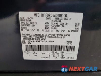 Zdjęcie 12 z 12 samochodu: 2017 FORD EXPLORER SPORT VIN:1FM5K8GTXHGA14999 - miniatura
