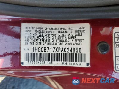 Zdjęcie 12 z 12 samochodu: 1993 HONDA ACCORD EX VIN:1HGCB717XPA024856 - miniatura