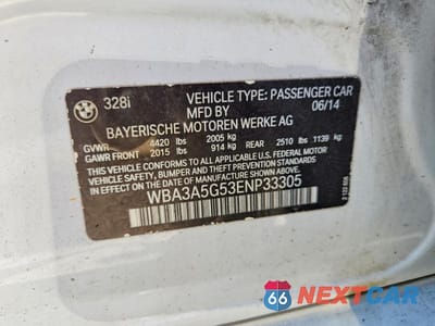 Zdjęcie 12 z 12 samochodu: 2014 BMW 328 I VIN:WBA3A5G53ENP33305 - miniatura