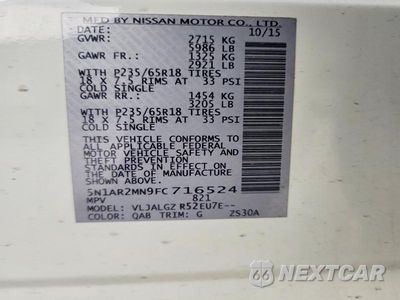 Zdjęcie 12 z 12 samochodu: 2015 NISSAN PATHFINDER SL VIN:5N1AR2MN9FC716524 - miniatura