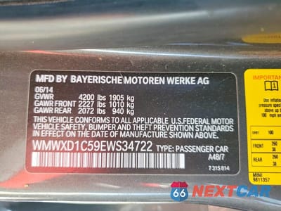 Zdjęcie 13 z 13 samochodu: 2014 MINI COOPER COUNTRYMAN JCW VIN:WMWXD1C59EWS34722 - miniatura