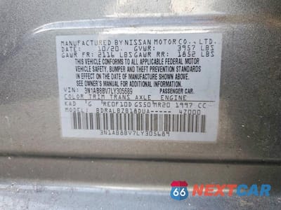 Zdjęcie 12 z 12 samochodu: 2020 NISSAN SENTRA S VIN:3N1AB8BV7LY305689 - miniatura