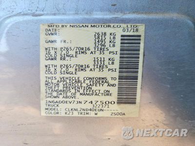Zdjęcie 12 z 12 samochodu: 2018 NISSAN FRONTIER SV VIN:1N6AD0EV7JN747500 - miniatura