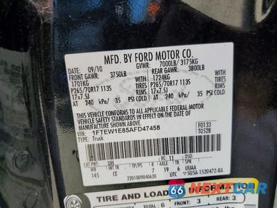 Zdjęcie 12 z 12 samochodu: 2010 FORD F150 SUPERCREW VIN:1FTEW1E85AFD47458 - miniatura