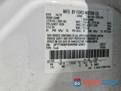 Zdjęcie 12 z 12 samochodu: 2022 FORD MAVERICK XL VIN:3FTTW8F95NRB12963 - miniatura