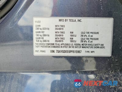 Zdjęcie 13 z 13 samochodu: 2023 TESLA MODEL Y VIN:7SAYGDEE6PF615967 - miniatura