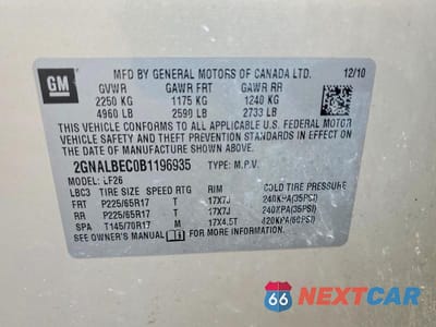 Zdjęcie 13 z 13 samochodu: 2011 CHEVROLET EQUINOX LS VIN:2GNALBEC0B1196935 - miniatura