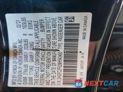 Zdjęcie 12 z 12 samochodu: 2021 HONDA CIVIC LX VIN:2HGFC2F62MH543460 - miniatura