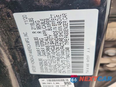 Zdjęcie 12 z 12 samochodu: 2021 HONDA ACCORD LX VIN:1HGCV1F17MA013348 - miniatura