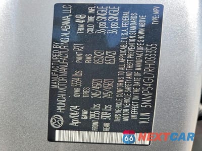 Zdjęcie 14 z 14 samochodu: 2024 HYUNDAI SANTA FE CALLIGRAPHY VIN:5NMP54GL7RH033355 - miniatura