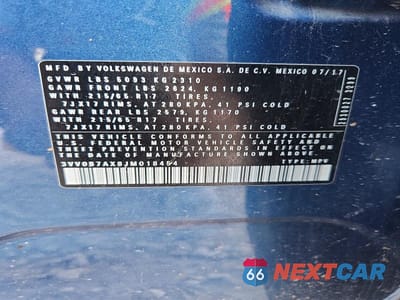 Zdjęcie 13 z 13 samochodu: 2018 VOLKSWAGEN TIGUAN S VIN:3VV0B7AX8JM018454 - miniatura