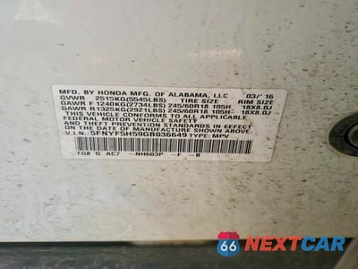 Zdjęcie 14 z 14 samochodu: 2016 HONDA PILOT EXL VIN:5FNYF5H59GB036649 - miniatura