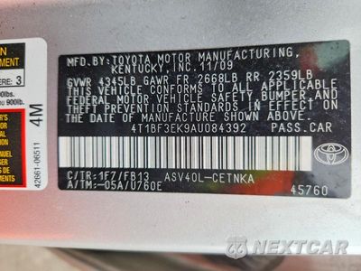Zdjęcie 12 z 12 samochodu: 2011 TOYOTA CAMRY VIN:4T1BF3EK9AU084392 - miniatura