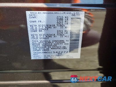 Zdjęcie 13 z 13 samochodu: 2020 INFINITI QX60 LUXE VIN:5N1DL0MN5LC542272 - miniatura
