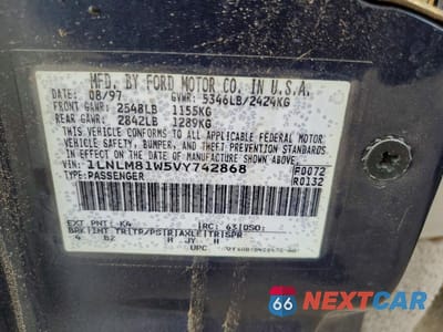 Zdjęcie 12 z 12 samochodu: 1997 LINCOLN TOWN CAR EXECUTIVE VIN:1LNLM81W5VY742868 - miniatura