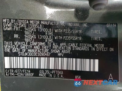 Zdjęcie 13 z 13 samochodu: 2014 TOYOTA SIENNA LE VIN:5TDJK3DC0ES090467 - miniatura