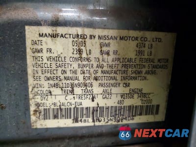 Zdjęcie 12 z 12 samochodu: 2005 NISSAN ALTIMA 3.5 SE VIN:1N4BL11D35N909406 - miniatura