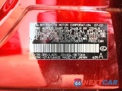 Zdjęcie 13 z 13 samochodu: 2008 LEXUS ES 350 VIN:JTHBJ46G582158091 - miniatura