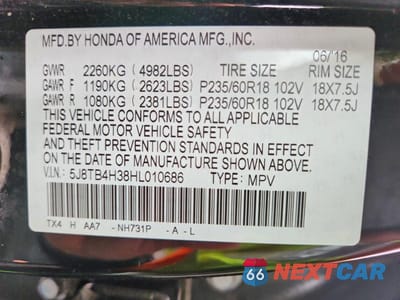 Zdjęcie 13 z 13 samochodu: 2017 ACURA RDX VIN:5J8TB4H38HL010686 - miniatura