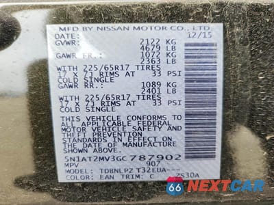 Zdjęcie 13 z 13 samochodu: 2016 NISSAN ROGUE S VIN:5N1AT2MV3GC787902 - miniatura