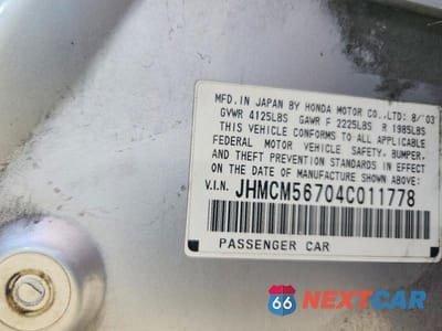 Zdjęcie 12 z 12 samochodu: 2004 HONDA ACCORD EX VIN:JHMCM56704C011778 - miniatura