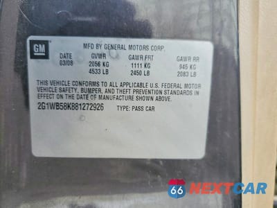 Zdjęcie 12 z 12 samochodu: 2008 CHEVROLET IMPALA LS VIN:2G1WB58K881272926 - miniatura