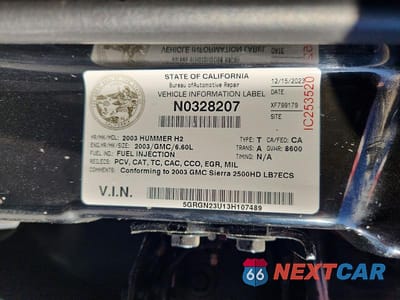 Zdjęcie 13 z 13 samochodu: 2003 HUMMER H2 VIN:5GRGN23U13H107489 - miniatura