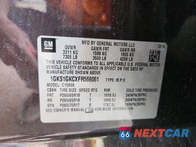Zdjęcie 13 z 13 samochodu: 2015 GMC YUKON XL C1500 SLE VIN:1GKS1GKCXFR568061 - miniatura