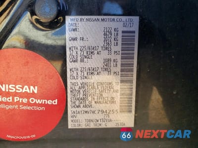 Zdjęcie 13 z 13 samochodu: 2017 NISSAN ROGUE SV VIN:5N1AT2MV7HC794255 - miniatura
