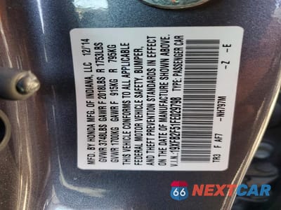 Zdjęcie 12 z 12 samochodu: 2015 HONDA CIVIC LX VIN:19XFB2F51FE029798 - miniatura