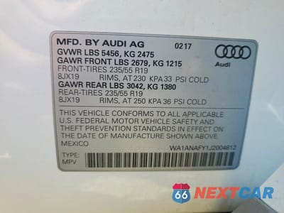 Zdjęcie 12 z 12 samochodu: 2018 AUDI Q5 PREMIUM VIN:WA1ANAFY1J2004812 - miniatura