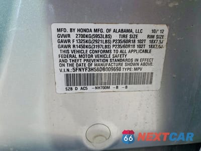 Zdjęcie 13 z 13 samochodu: 2013 HONDA PILOT EXL VIN:5FNYF3H58DB009698 - miniatura