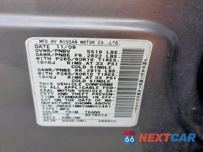 Zdjęcie 13 z 13 samochodu: 2010 INFINITI FX35 BASE VIN:JN8AS1MW7AM852461 - miniatura