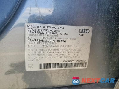 Zdjęcie 13 z 13 samochodu: 2015 AUDI Q5 PREMIUM PLUS VIN:WA1LFAFP1FA021362 - miniatura