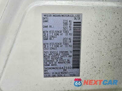 Zdjęcie 10 z 12 samochodu: 2019 NISSAN PATHFINDER SL VIN:5N1DR2MN2KC642550 - miniatura