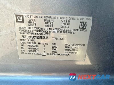 Zdjęcie 10 z 10 samochodu: 2014 GMC SIERRA K1500 SLT VIN:3GTU2VEC1EG554615 - miniatura